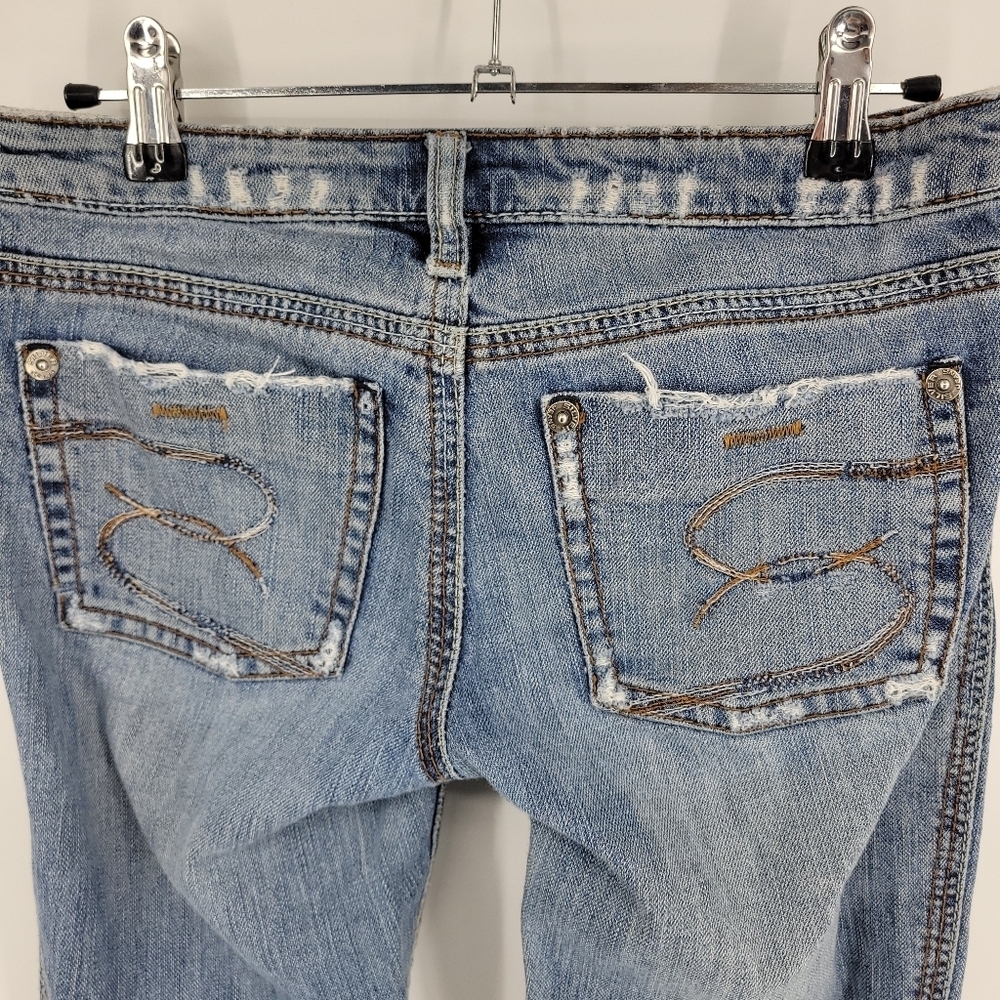 Silver Jeans Womens Element Flare Faded‎ Distressed Jeans Size 27 - Picture 8 of 16